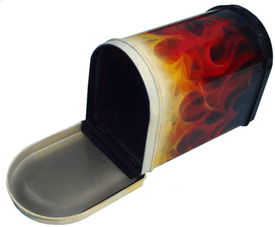 mailbox with flames
