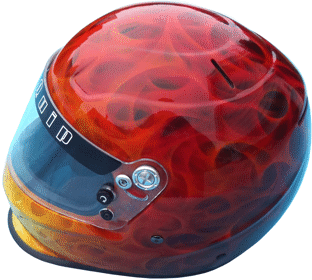 Helmet with flames
