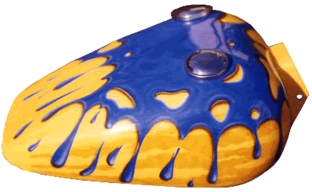 yellow base with blue splash