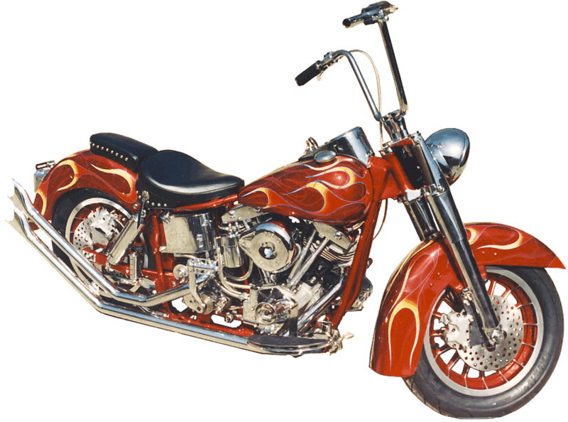 Shovelhead with Red metalflake with double flames