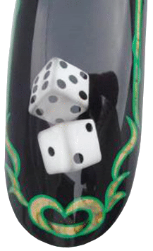 dice and goldleaf scroll